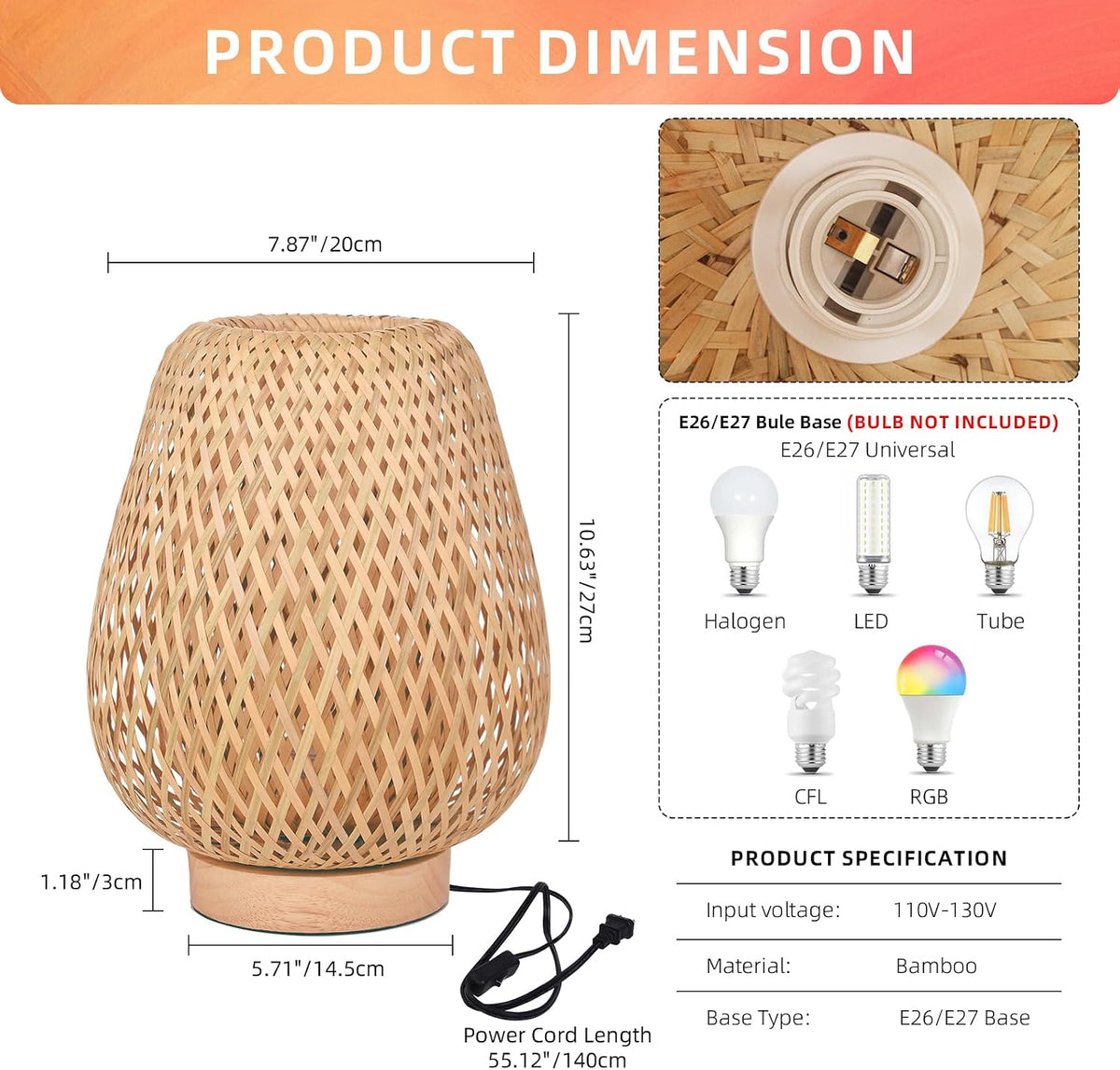 Bambi: Bamboo Weaving Table Lamp 
