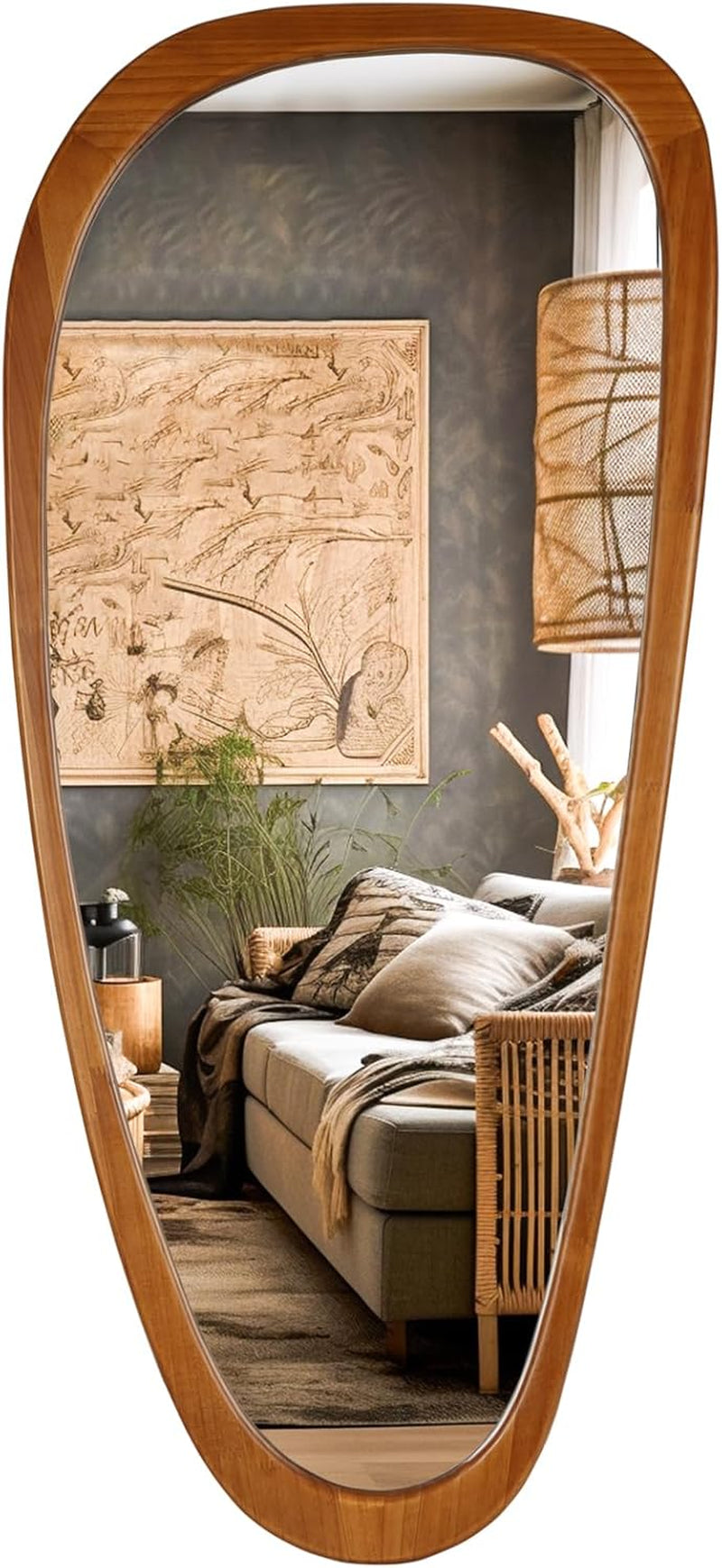 Asymmetrical Mirror, Irregular Mirror Full Length, Boho Wall Mirrors Decorative for Bedroom Living Room Entryway Hall, Mid Century Modern Decor 48" H X 22" W