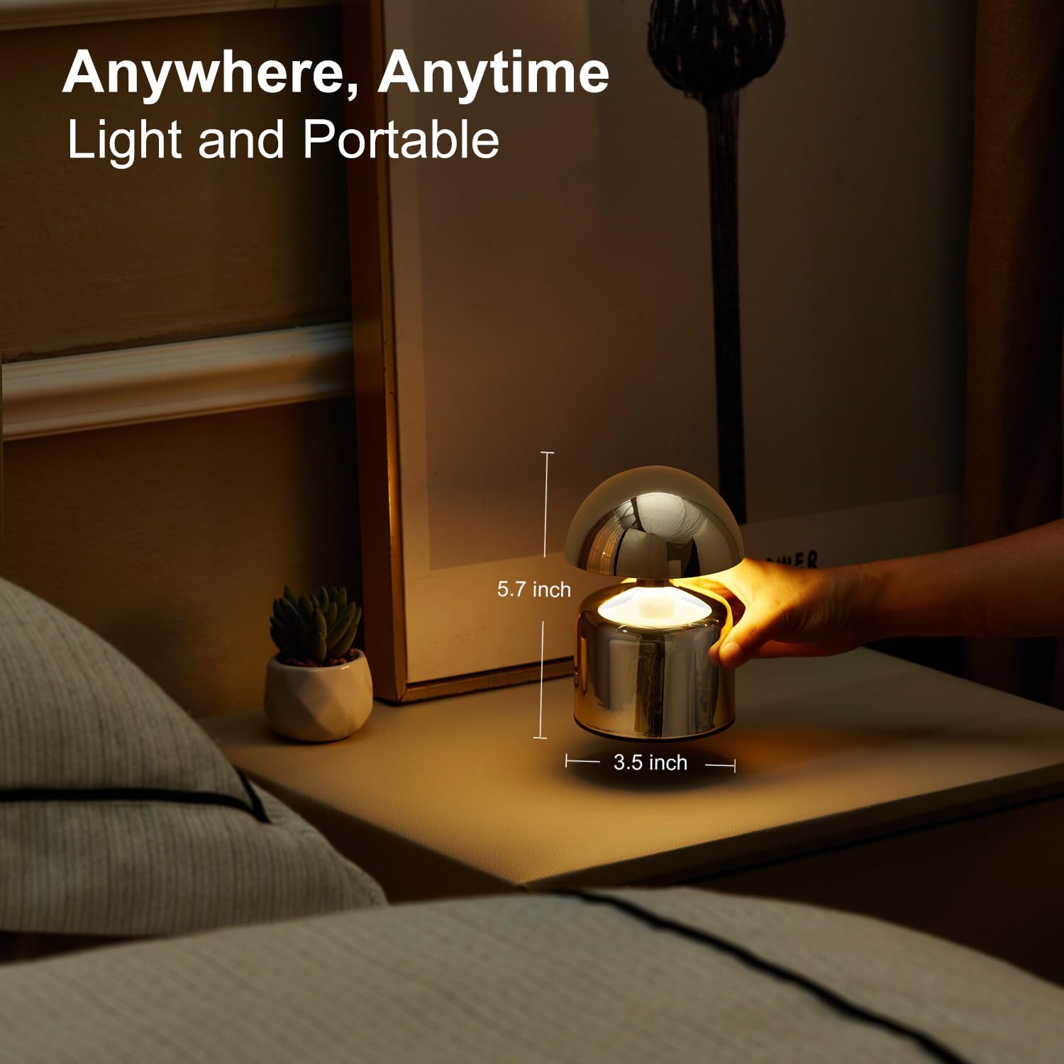 Modern Cordless Mushroom Small Table Lamp