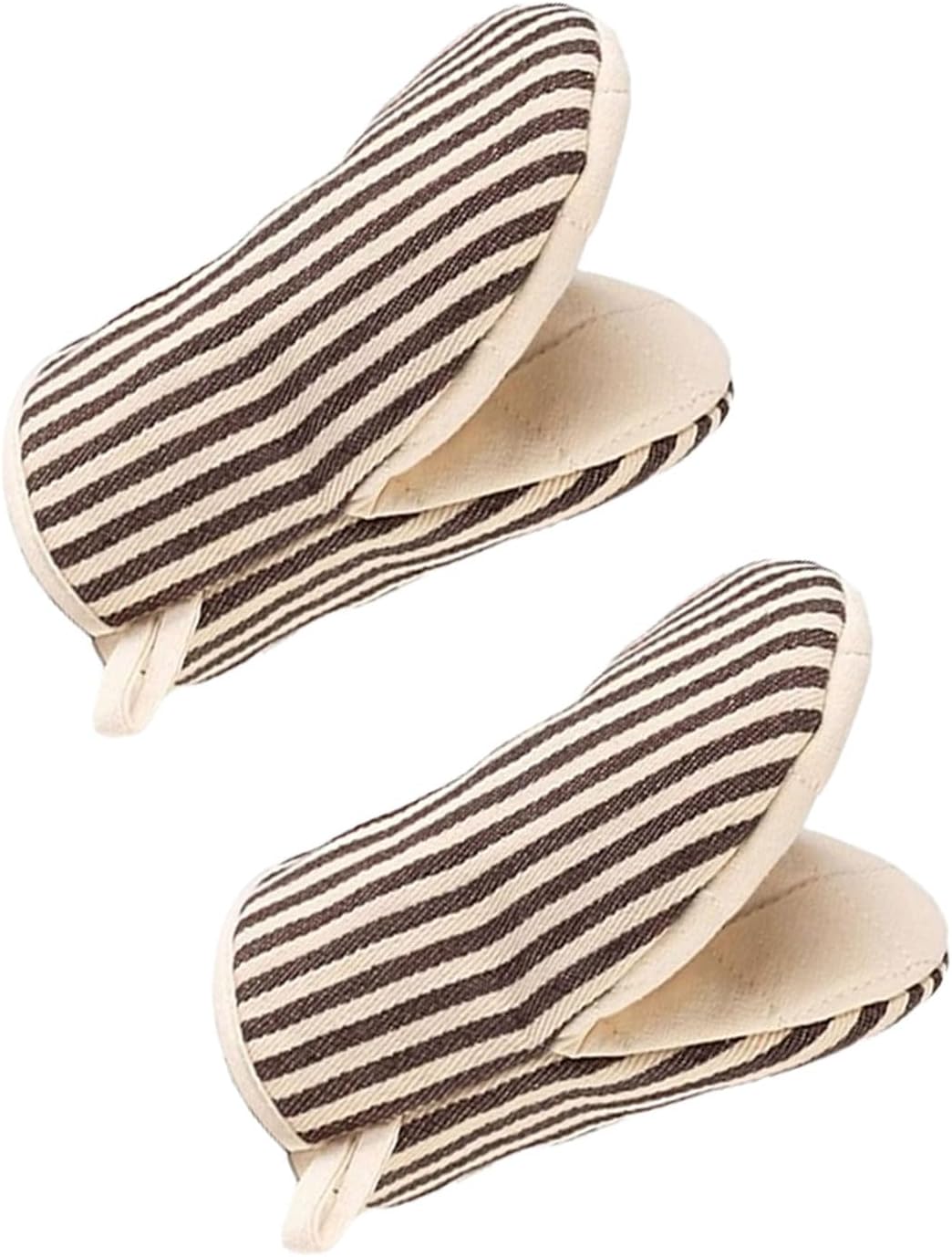 1 Pair Mini Oven Mitts – Heat-Resistant Kitchen Short Gloves with Hanging Loop (Khaki)