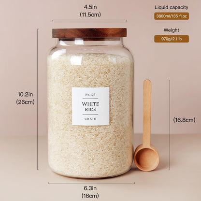 Scandinavian Luxury Large Glass Storage Jar with Airtight Wood Lid – 4000 ml / 1 Gallon