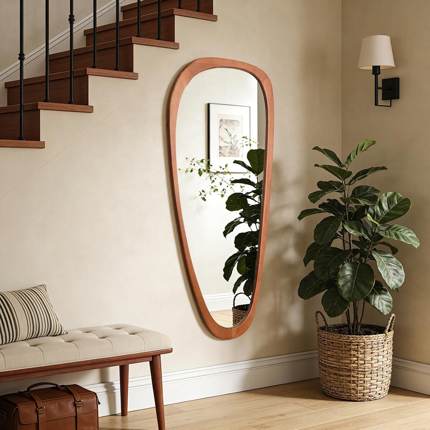 Asymmetrical Mirror, Irregular Mirror Full Length, Boho Wall Mirrors Decorative for Bedroom Living Room Entryway Hall, Mid Century Modern Decor 48" H X 22" W