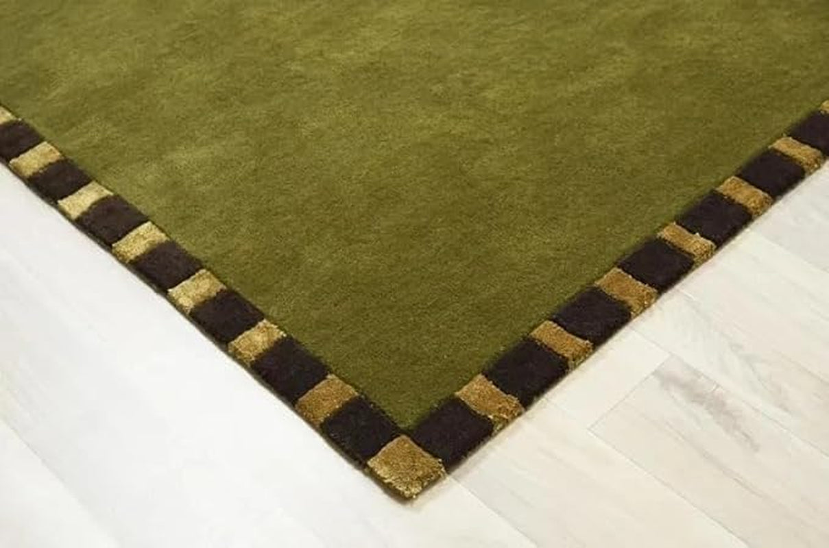 Hand Tufted Olive Green Handmade 100% Nz Soft Wool Area Rug for Living Room Bedroom Kitchen Room Hallway Rugs Etc...10X13 10X17 Feet (4X4 Round)