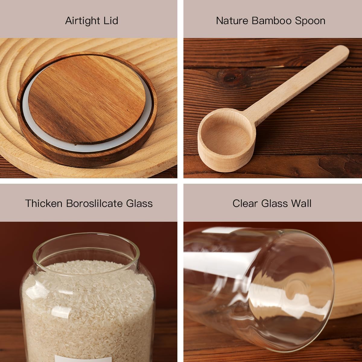 Scandinavian Luxury Large Glass Storage Jar with Airtight Wood Lid – 4000 ml / 1 Gallon