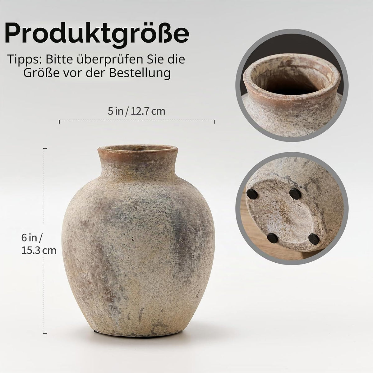 PORCER Rustikale Keramik-Blumenvase