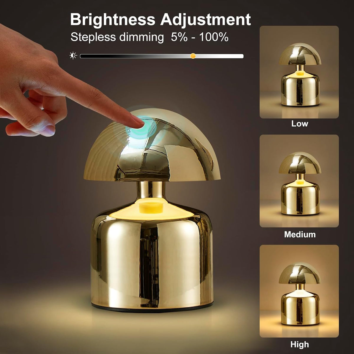 Modern Cordless Mushroom Small Table Lamp