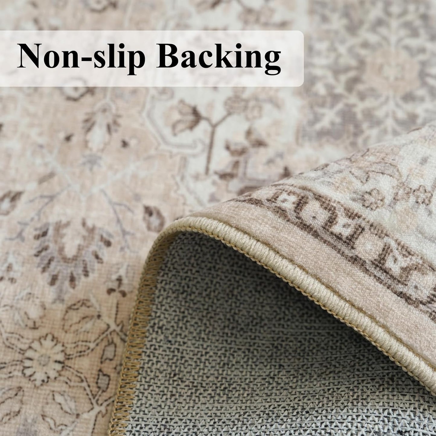 Vintage Soft Washable Runner Rug - Non-Slip Farmhouse Floor Mat