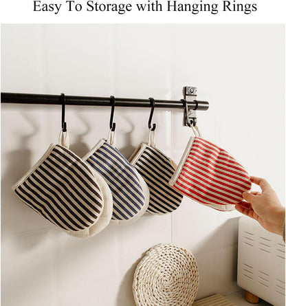 1 Pair Mini Oven Mitts – Heat-Resistant Kitchen Short Gloves with Hanging Loop (Khaki)