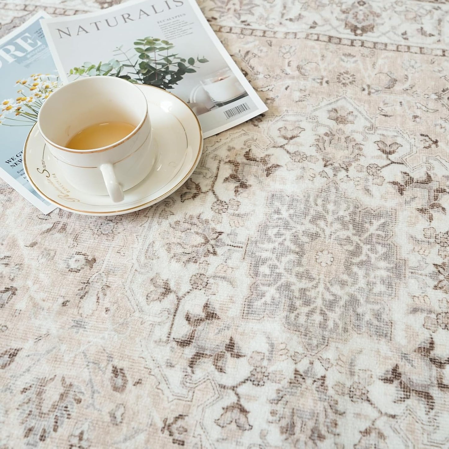 Vintage Soft Washable Runner Rug - Non-Slip Farmhouse Floor Mat