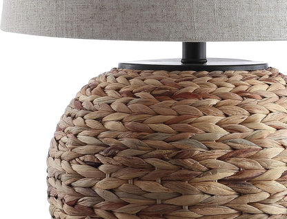Alaro Woven Water Hyacinth Table Lamp – 24.5" Natural Farmhouse Coastal Light