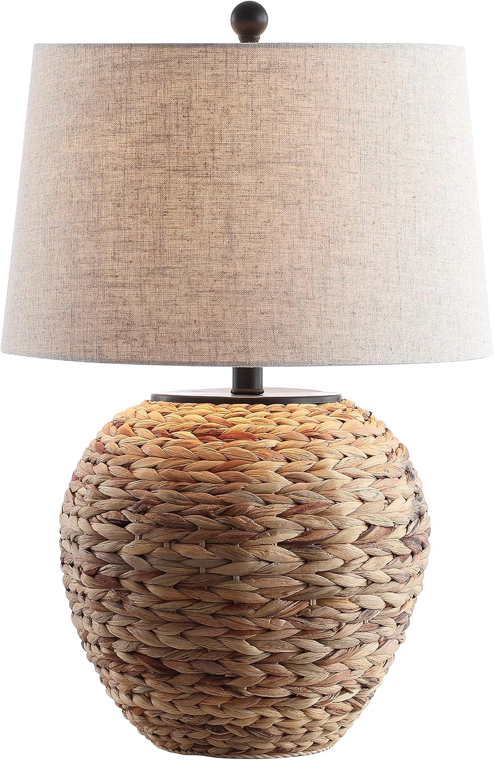 Alaro Woven Water Hyacinth Table Lamp – 24.5" Natural Farmhouse Coastal Light