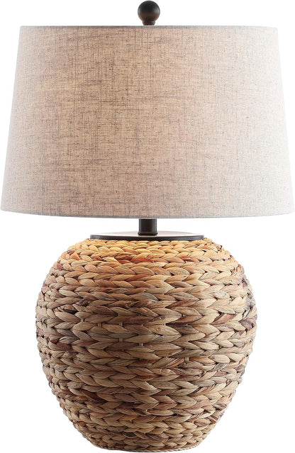 Alaro Woven Water Hyacinth Table Lamp – 24.5" Natural Farmhouse Coastal Light