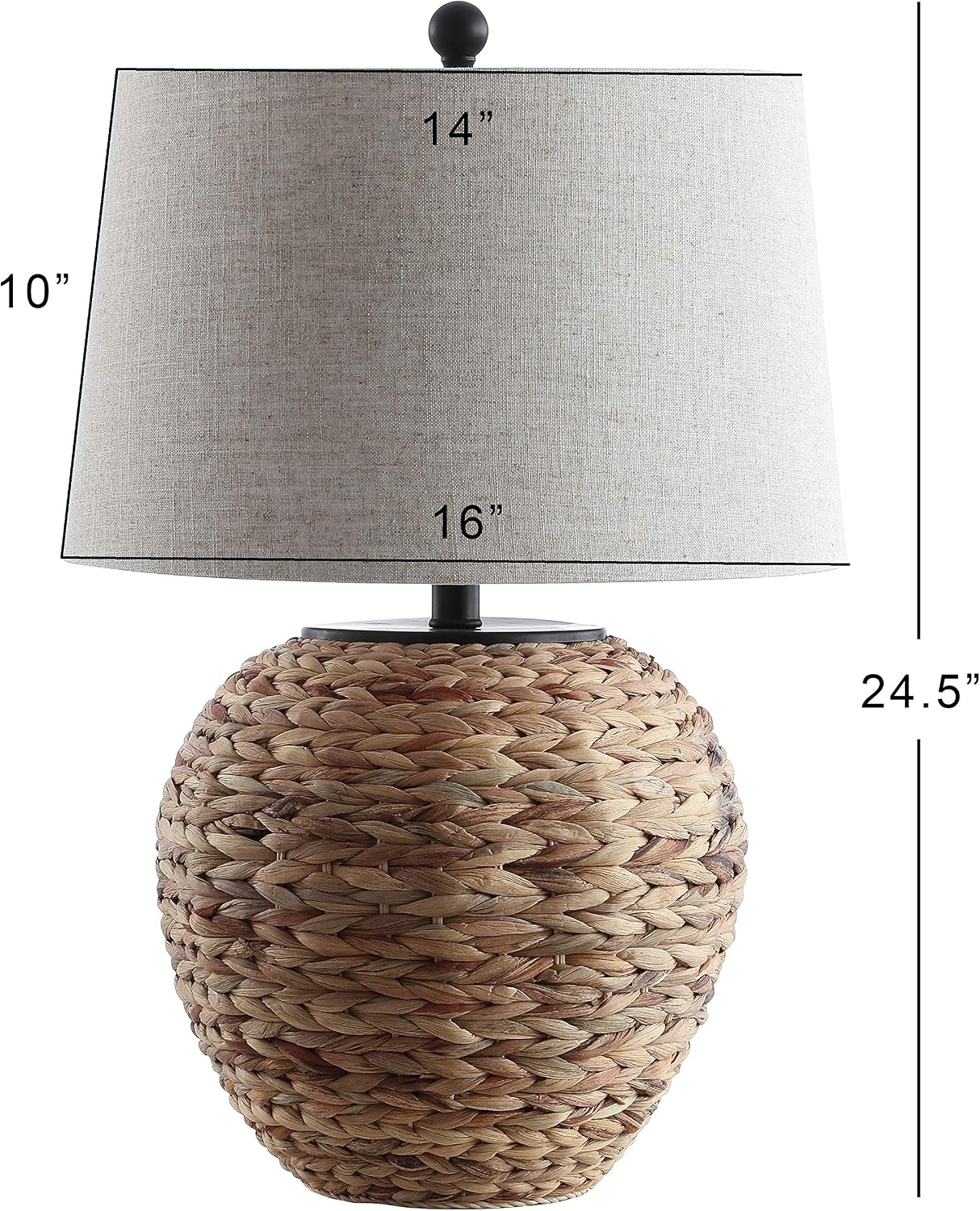 Alaro Woven Water Hyacinth Table Lamp – 24.5" Natural Farmhouse Coastal Light