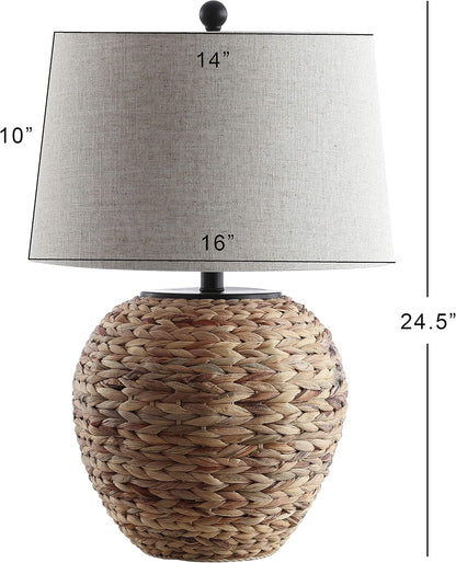Alaro Woven Water Hyacinth Table Lamp – 24.5" Natural Farmhouse Coastal Light