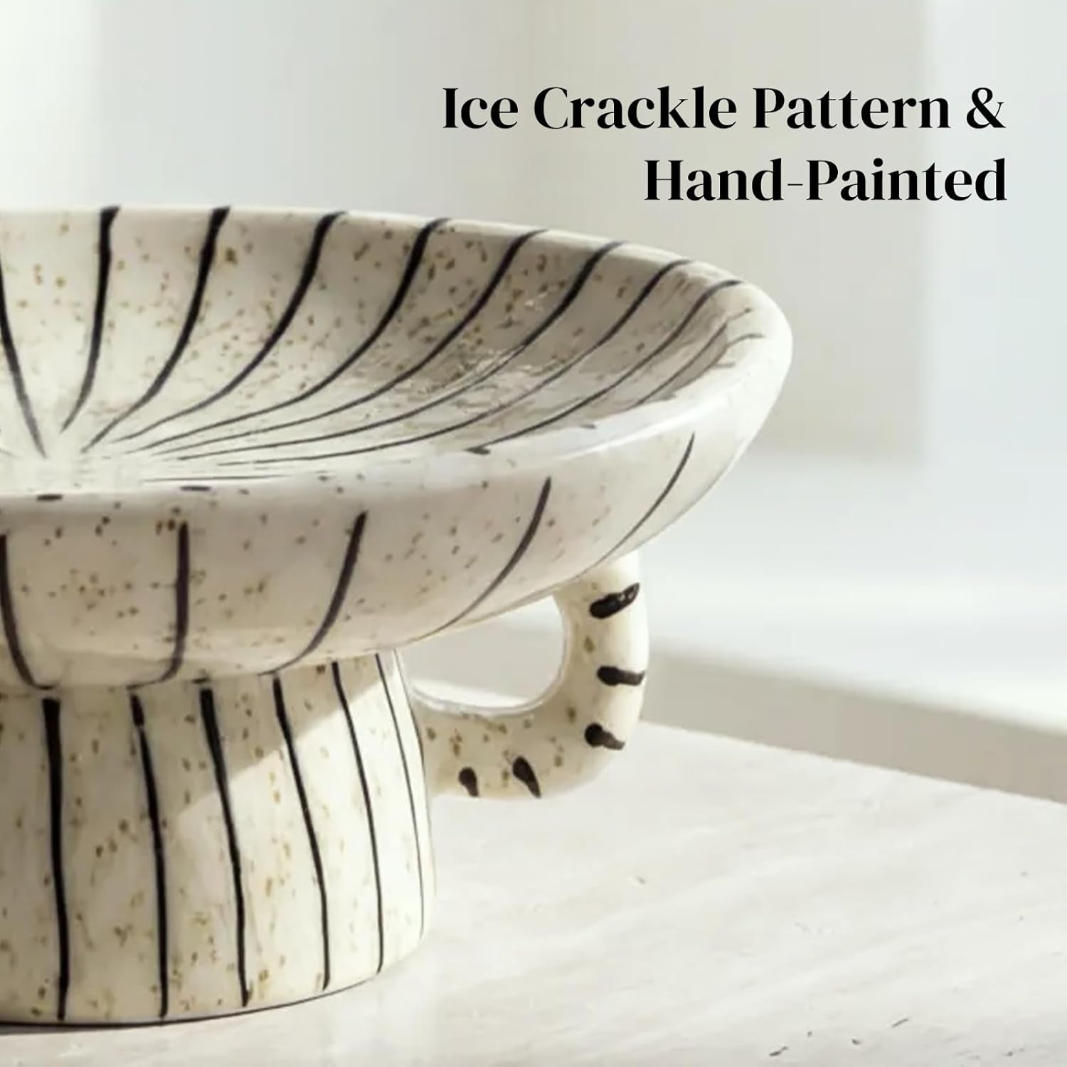 10.5'' Large Decorative Bowls, Handcrafted Ceramic Bowls for Home Decor, Centerpieces for Tables, Chic Key Holder for Entry Table, Unique Hand-Painted Modern Art Deco Bowl