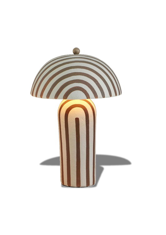 Maiori: Brown Striped Mache Table Lamp