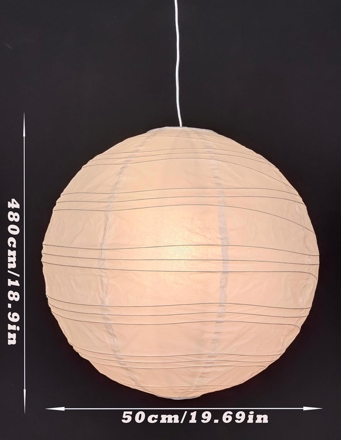 (19.69Inch) Large round Paper Lantern Lamp Shade,White Rice Paper Lamp Shade,Foldable Paper Lantern Lampshade for Home Indoor Living Room,Bedroom,Ceiling Decor