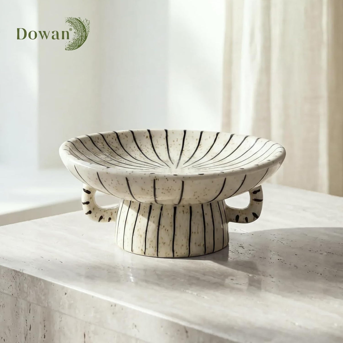 10.5'' Large Decorative Bowls, Handcrafted Ceramic Bowls for Home Decor, Centerpieces for Tables, Chic Key Holder for Entry Table, Unique Hand-Painted Modern Art Deco Bowl