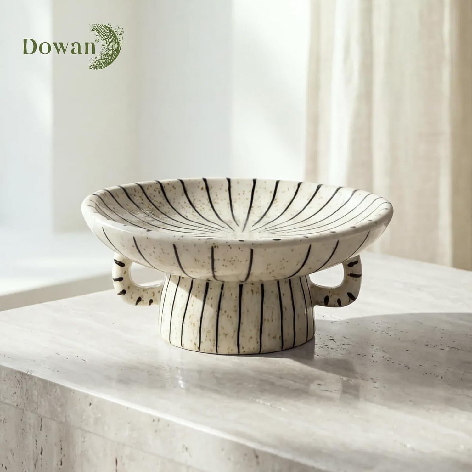 10.5'' Large Decorative Bowls, Handcrafted Ceramic Bowls for Home Decor, Centerpieces for Tables, Chic Key Holder for Entry Table, Unique Hand-Painted Modern Art Deco Bowl