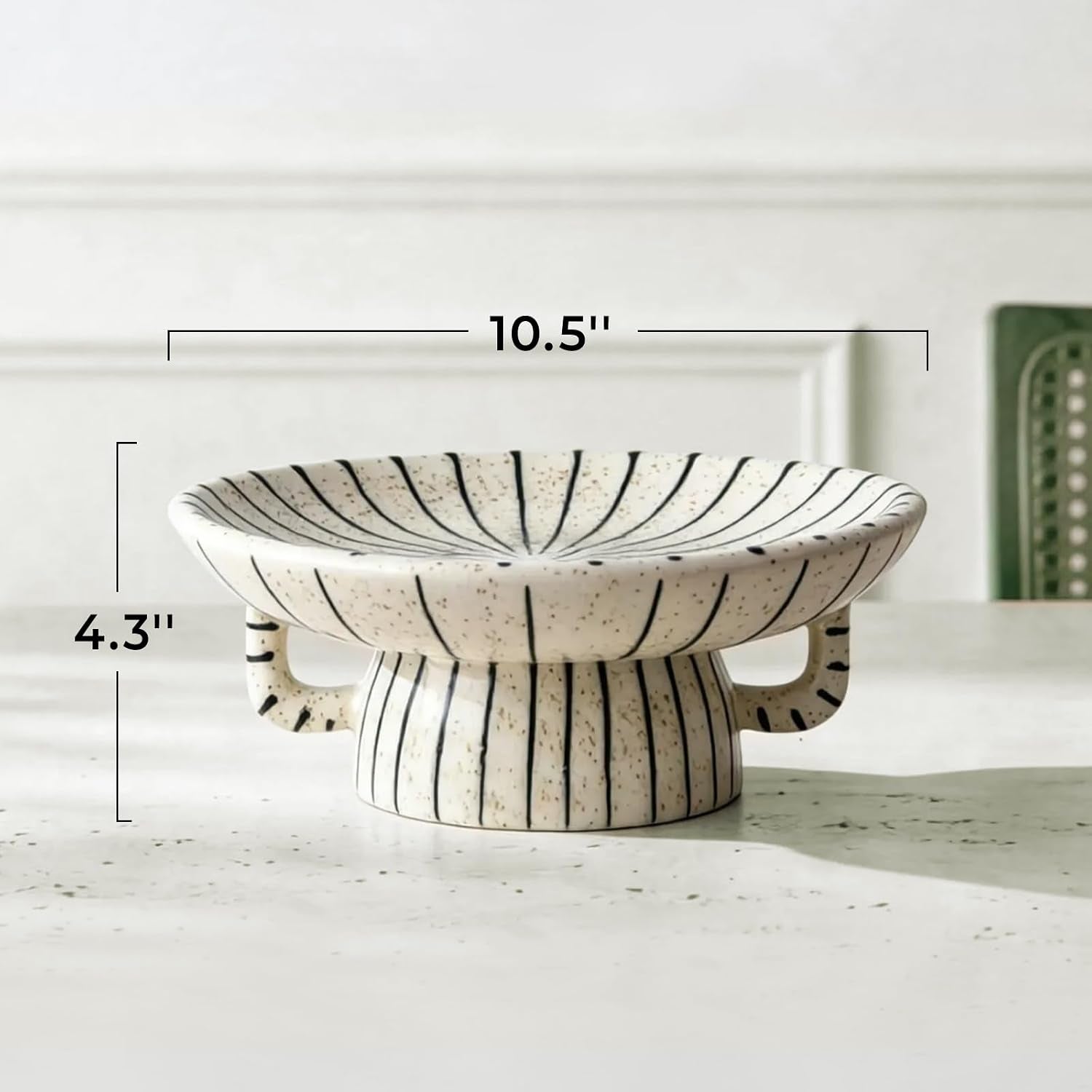10.5'' Large Decorative Bowls, Handcrafted Ceramic Bowls for Home Decor, Centerpieces for Tables, Chic Key Holder for Entry Table, Unique Hand-Painted Modern Art Deco Bowl