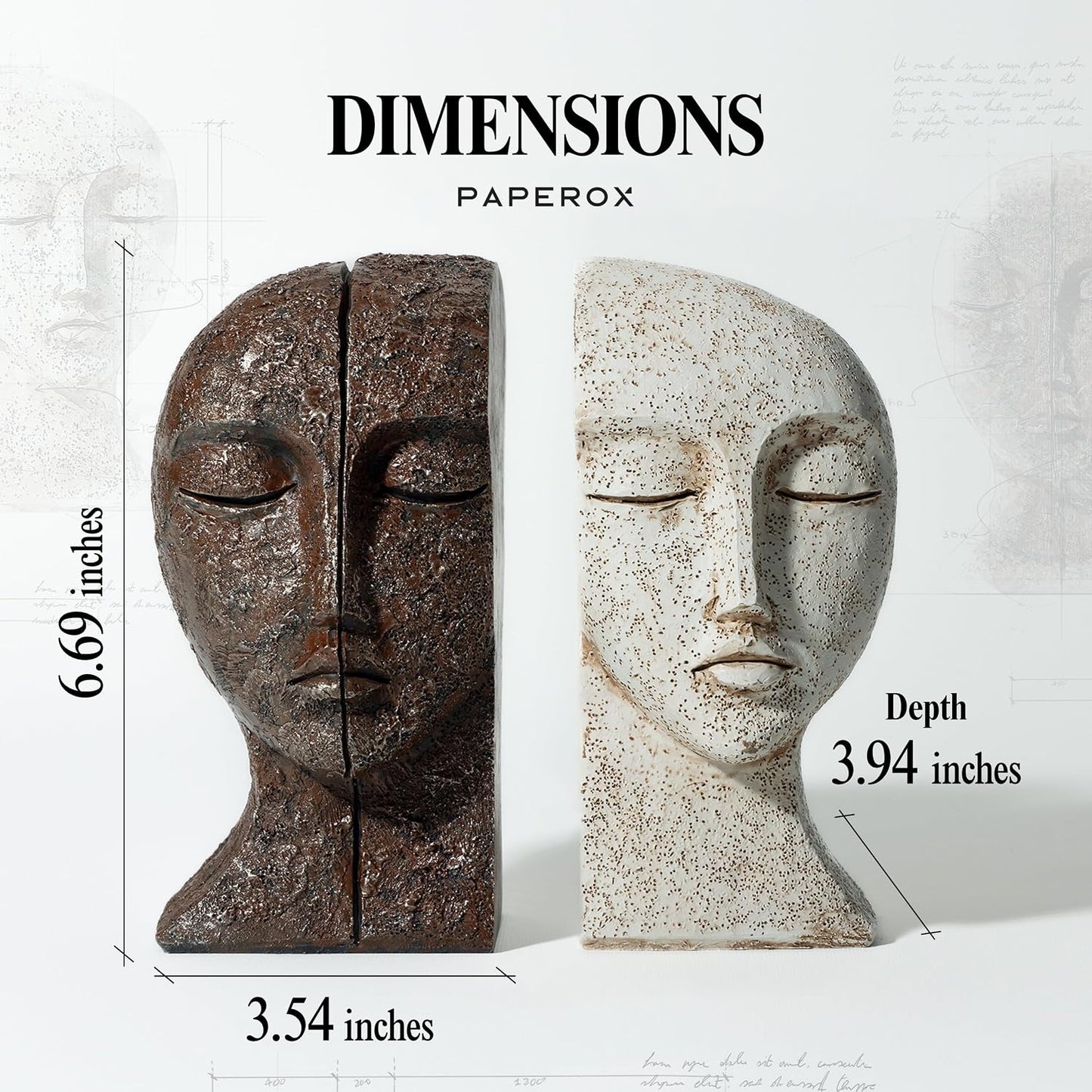 Heavy Duty Bookends for Heavy Books, Book Ends for Shelves, Unique Decorative Book Ends, Aesthetic Bookshelf Decor, Modern Home Decor Sculptural Book Holder/Book Stoppers, the Tranquil Faces