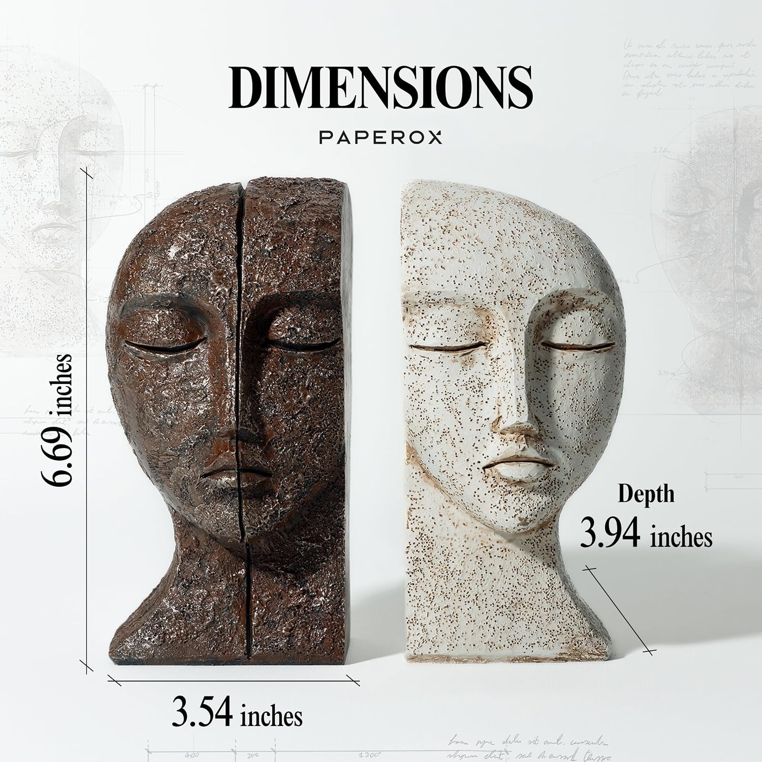 Heavy Duty Bookends for Heavy Books, Book Ends for Shelves, Unique Decorative Book Ends, Aesthetic Bookshelf Decor, Modern Home Decor Sculptural Book Holder/Book Stoppers, the Tranquil Faces